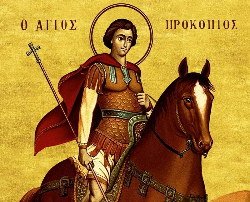 Saint Prokopios icon, Handmade Greek Orthodox icon of Forefather St Prokopios, Byzantine art wall hanging, religious gift, religious decor TheHolyArt
