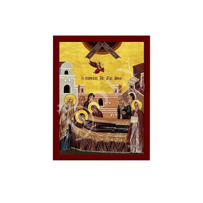 Dormition of Saint Anna icon, Handmade Greek Orthodox Icon of St Anna, Mother of God Byzantine art wall hanging plaque icon - TheHolyArt