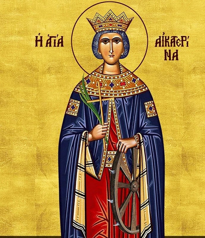 Saint Catherine icon, Handmade Greek Orthodox icon of St Katherine, Byzantine art wall hanging icon plaque, religious gift (2) TheHolyArt