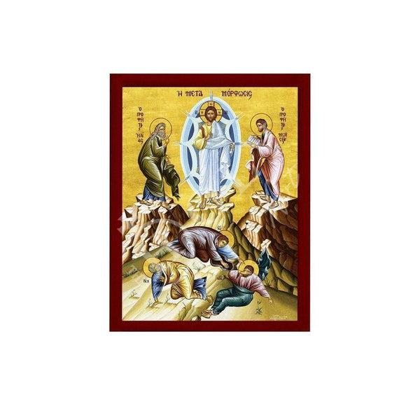 Metamorphosis Jesus Christ icon, Handmade Greek Orthodox icon of the Transfiguration, Byzantine art wall hanging wood plaque, religious gift