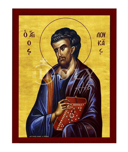 Saint Luke the Apostle icon, Handmade Greek Orthodox icon of Apostle Evangelist Luke, Byzantine art wall hanging on wood plaque - TheHolyArt