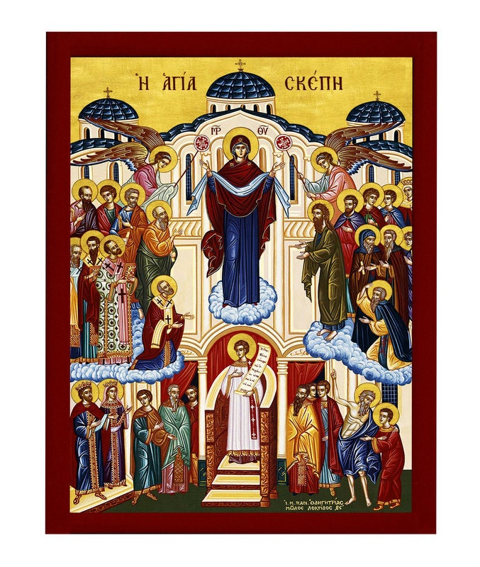Cincture of the Theotokos icon, Virgin Mary icon Holy Belt, Handmade Greek Orthodox Icon Holy Girdle, Byzantine art wall hanging wood plaque TheHolyArt