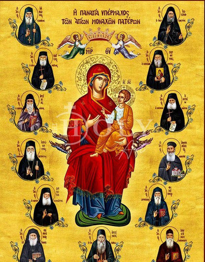Virgin Mary icon Panagia Ypermachos , Handmade Greek Orthodox Icon, Byzantine art Theotokos wall hanging wood plaque religious gift - TheHolyArt