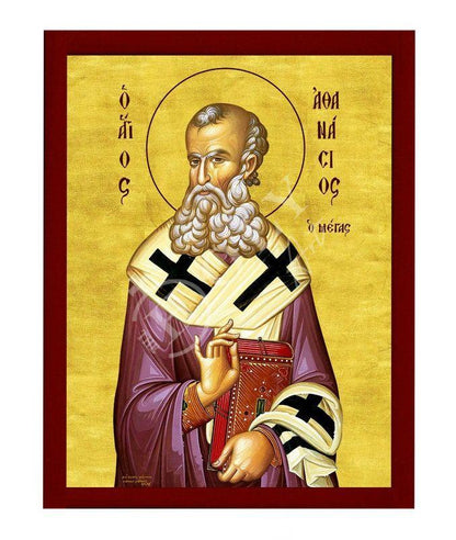 Saint Athanasius icon of Alexandria, Greek Handmade Orthodox icon of St Athanasios the Great, Byzantine art wall hanging, religious gift - TheHolyArt