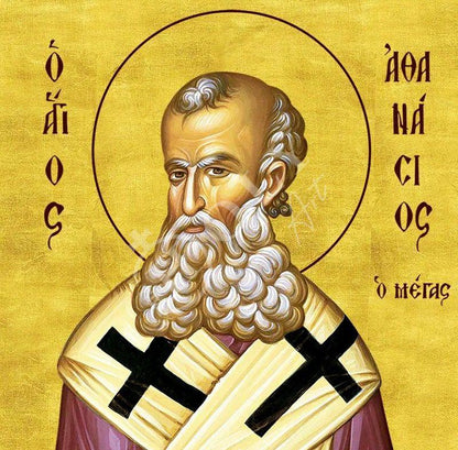 Saint Athanasius icon of Alexandria, Greek Handmade Orthodox icon of St Athanasios the Great, Byzantine art wall hanging, religious gift - TheHolyArt