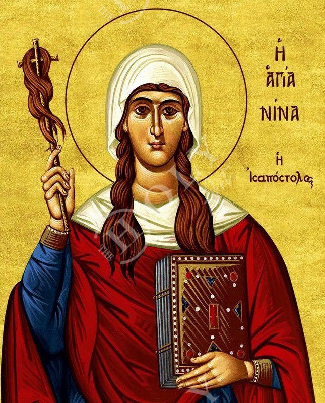 Saint Nina icon, Handmade Greek Orthodox icon St Nina of Cappadocia, Byzantine art wall hanging on wood plaque icon, religious gift decor TheHolyArt