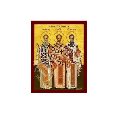 Saints Three Hierarchs icon, Handmade Greek Orthodox icon of Sts Three Holy Hierarchs, Byzantine art wall hanging, religious gift - TheHolyArt