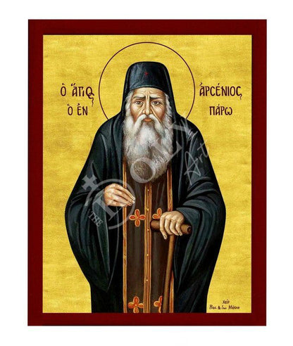 Saint Arsenios icon, Handmade Greek Orthodox icon of St Arsenios the Cappadocian, Byzantine art wall hanging on wood plaque, religious gift - TheHolyArt