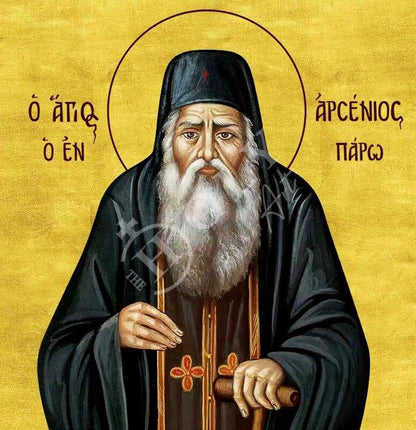 Saint Arsenios icon, Handmade Greek Orthodox icon of St Arsenios the Cappadocian, Byzantine art wall hanging on wood plaque, religious gift - TheHolyArt