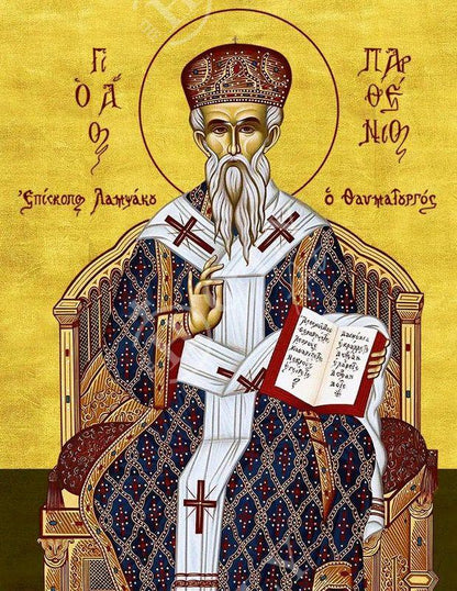 Saint Parthenius icon, Handmade Greek Orthodox icon St Parthenios, Byzantine art wall hanging on wood plaque icon, religious decor - TheHolyArt