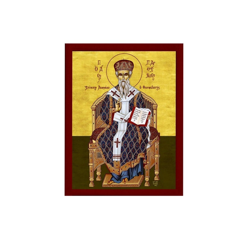 Saint Parthenius icon, Handmade Greek Orthodox icon St Parthenios, Byzantine art wall hanging on wood plaque icon, religious decor TheHolyArt