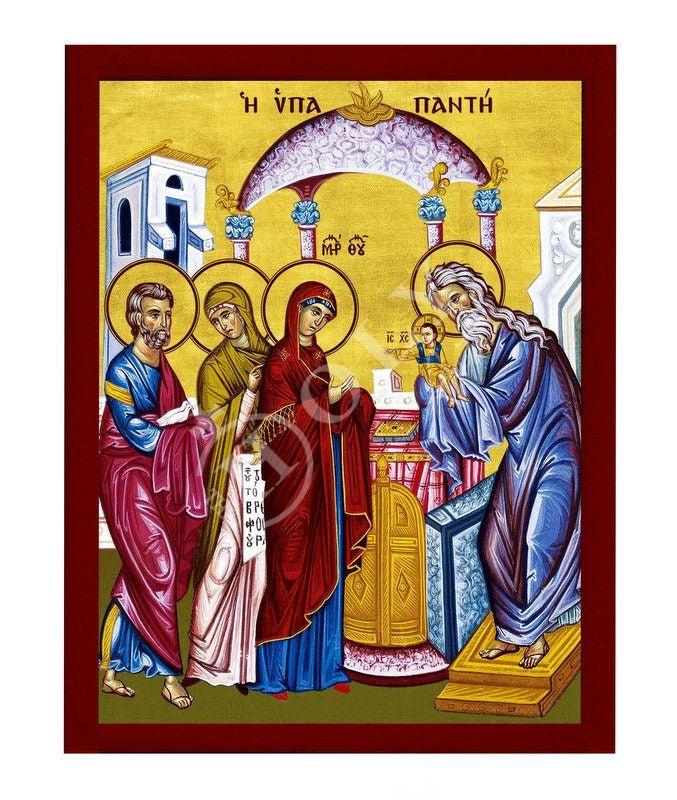 The Meeting of Jesus Christ icon, Handmade Greek Orthodox icon The Presentation, Byzantine art wall hanging on wood plaque, religious gift TheHolyArt