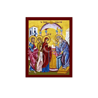 The Meeting of Jesus Christ icon, Handmade Greek Orthodox icon The Presentation, Byzantine art wall hanging on wood plaque, religious gift - TheHolyArt