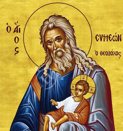 Saint Simeon icon, Handmade Greek Orthodox icon St Symeon the Prophet, Byzantine art wall hanging on wood plaque icon, religious decor - TheHolyArt