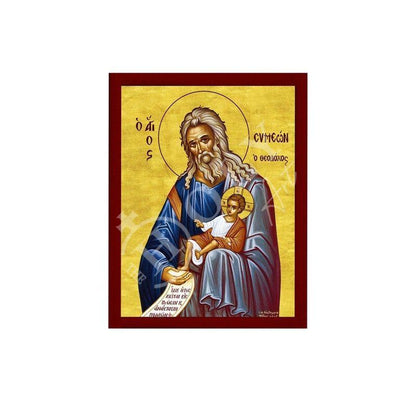Saint Simeon icon, Handmade Greek Orthodox icon St Symeon the Prophet, Byzantine art wall hanging on wood plaque icon, religious decor - TheHolyArt