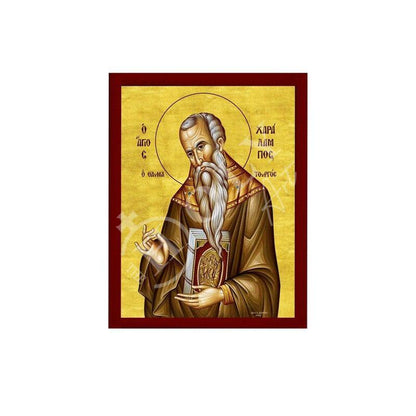Saint Charalambos icon, Handmade Greek Orthodox icon St Haralambus of Magnesia, Byzantine art wall hanging on wood plaque, religious decor - TheHolyArt
