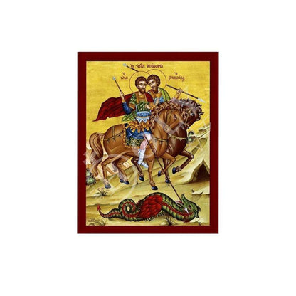 Saint Theodore Tiron & Stratelates icon, Handmade Greek Orthodox icon St Theodore The Tyro, Byzantine art wall hanging on wood plaque icon - TheHolyArt