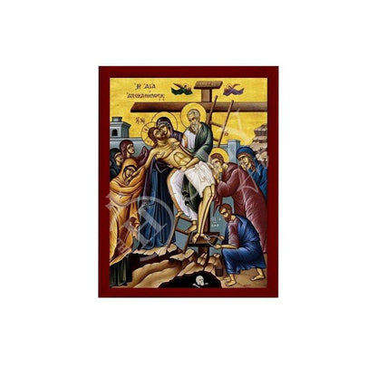 The Descent from the Cross icon, Jesus Christ icon Handmade Greek Orthodox icon, Byzantine art wall hanging wood plaque icon, religious gift - TheHolyArt
