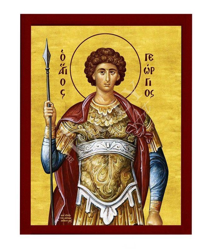 Saint George icon, Handmade Greek Orthodox icon of St George, Byzantine art wall hanging icon wood plaque, religious gift TheHolyArt