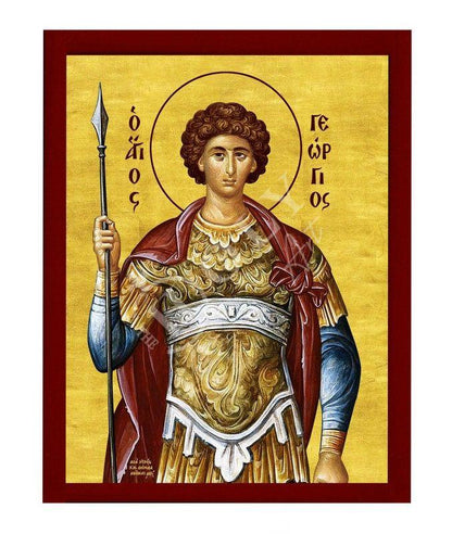 Saint George icon, Handmade Greek Orthodox icon of St George, Byzantine art wall hanging icon wood plaque, religious gift - TheHolyArt