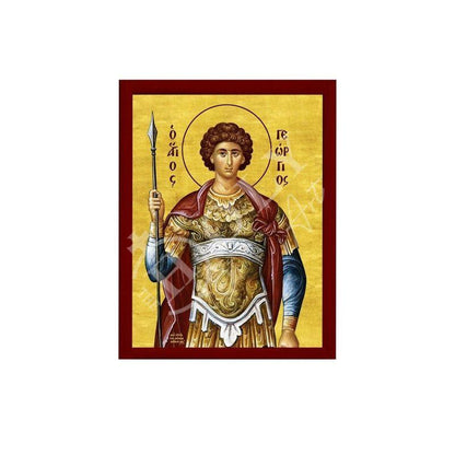 Saint George icon, Handmade Greek Orthodox icon of St George, Byzantine art wall hanging icon wood plaque, religious gift - TheHolyArt
