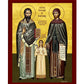 Saint Raphael Saint Nicholas Saint Irene icon Lesvos, Byzantine art wall hanging, Handmade Greek Orthodox icon wood plaque, religious gift TheHolyArt