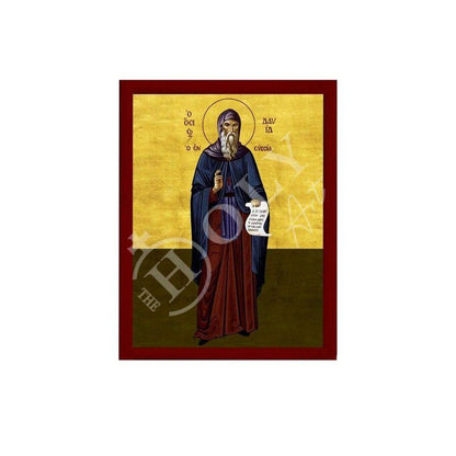 Saint David icon, Handmade Greek Orthodox icon St David of Euboea, Byzantine art wall hanging on wood plaque icon, religious decor - TheHolyArt