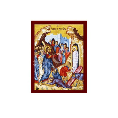 Raising of Lazarus icon, Handmade Greek Orthodox icon, Byzantine art wall hanging of our Lord rising from the dead, religious decor - TheHolyArt