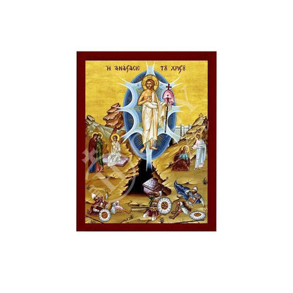 Resurrection Jesus Christ icon, Handmade Greek Orthodox icon, Byzantine art wall hanging of our Lord rising from the dead, religious decor - TheHolyArt