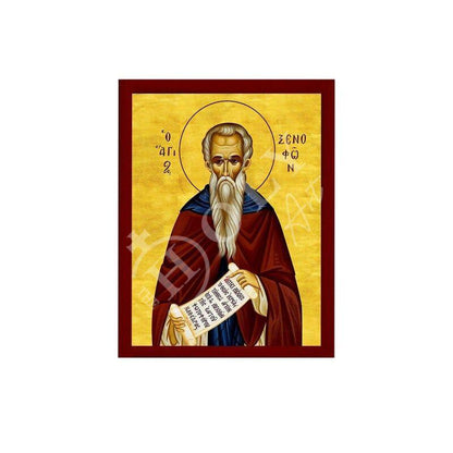 Saint Xenophon icon, Handmade Greek Orthodox icon of St Xenofon, Byzantine art wall hanging icon on wood plaque, religious decor - TheHolyArt