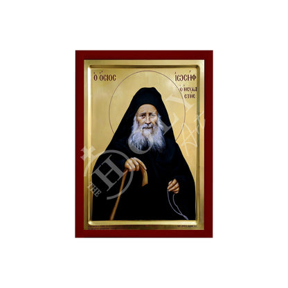 Saint Joseph icon, Handmade Greek Orthodox icon of St Joseph Hesychast of Mt Athos, Byzantine art wall hanging wood plaque, religious gift - TheHolyArt