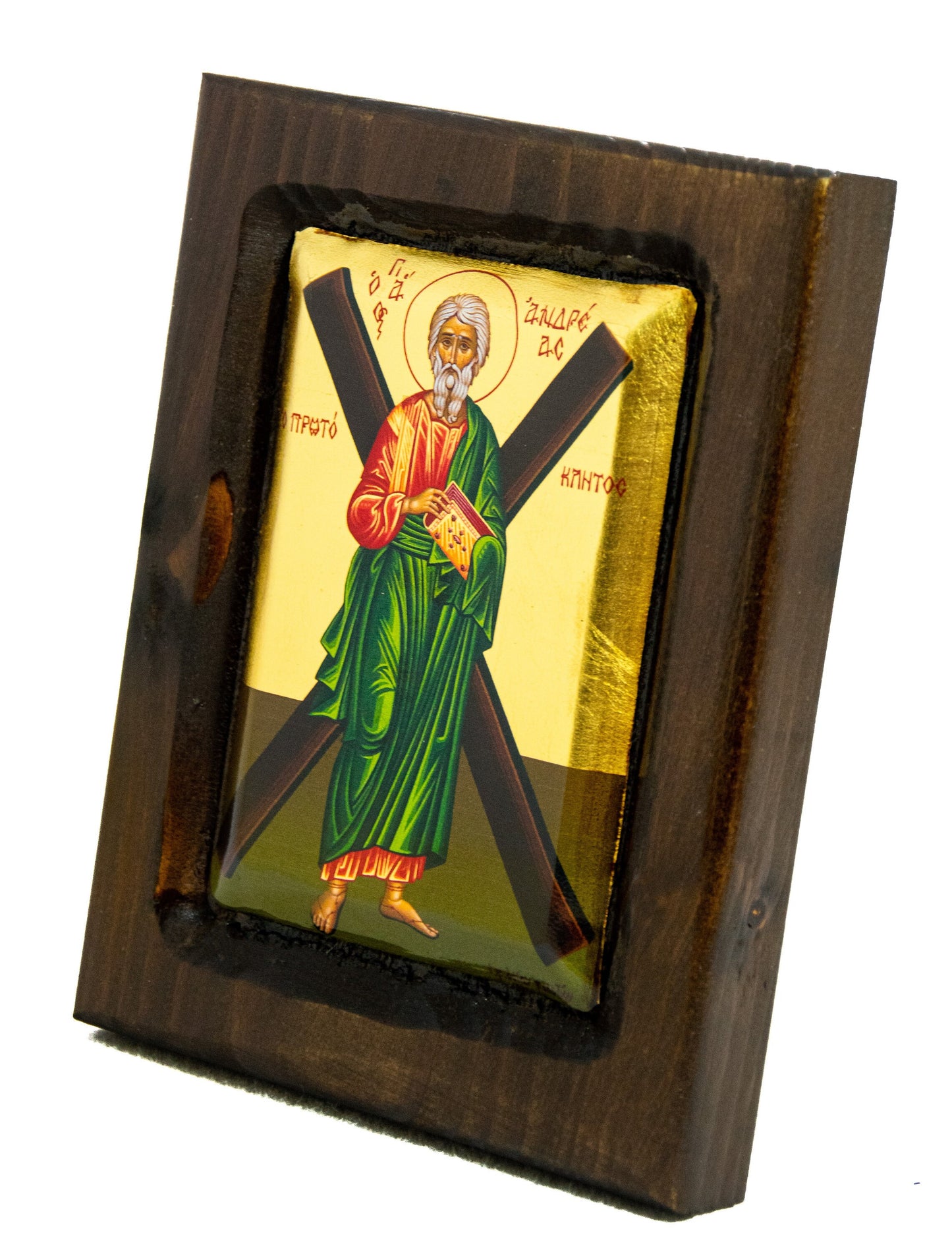 Saint Andrew icon the Apostle, Handmade Greek Orthodox icon of St Andrew, Byzantine art wall hanging wood plaque w/ gold leaf religious gift TheHolyArt