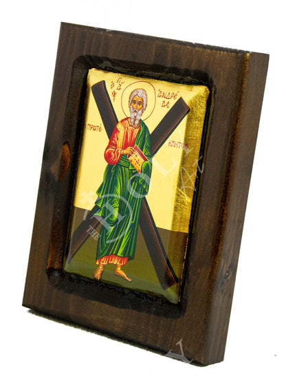 Saint Andrew icon the Apostle, Handmade Greek Orthodox icon of St Andrew, Byzantine art wall hanging wood plaque w/ gold leaf religious gift - TheHolyArt