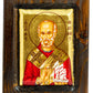 Saint Nicholas icon, Handmade Greek Orthodox icon of St Nick, Byzantine art wall hanging icon on wood plaque w/ gold leaf, religious decor TheHolyArt