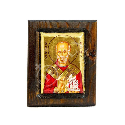 Saint Nicholas icon, Handmade Greek Orthodox icon of St Nick, Byzantine art wall hanging icon on wood plaque w/ gold leaf, religious decor - TheHolyArt
