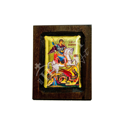 Saint George icon, Handmade Greek Orthodox icon of St George, Byzantine art wall hanging icon wood plaque w/ gold leaf, religious gift - TheHolyArt