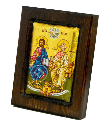 The Holy Trinity icon, Jesus Christ Handmade Greek Orthodox icon, Byzantine art wall hanging on wood plaque w/ gold leaf, religious gift - TheHolyArt