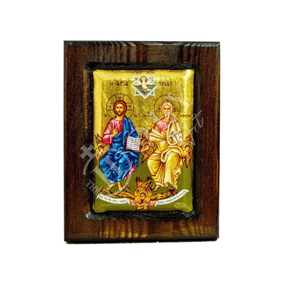 The Holy Trinity icon, Jesus Christ Handmade Greek Orthodox icon, Byzantine art wall hanging on wood plaque w/ gold leaf, religious gift - TheHolyArt