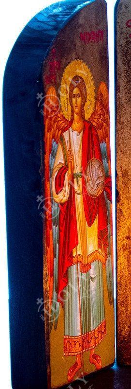 Christian Iconostasis with Virgin Mary Archangel Michael Archangel Gabriel icon, Handmade Mount Athos wooden Altar Orthodox Icon - TheHolyArt