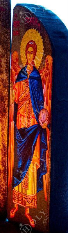 Christian Iconostasis with Virgin Mary Archangel Michael Archangel Gabriel icon, Handmade Mount Athos wooden Altar Orthodox Icon - TheHolyArt