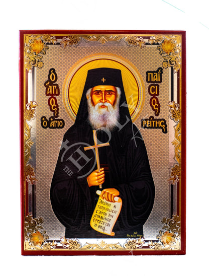 Saint Paisios icon, Handmade Greek Orthodox icon of St Paisios, Byzantine art wall hanging icon wood plaque, religious gift 22x16cm - TheHolyArt