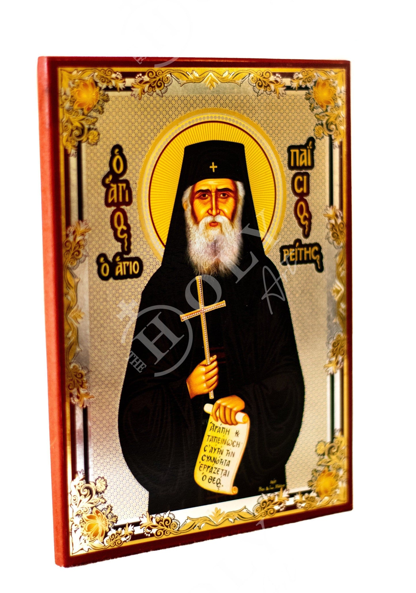 Saint Paisios icon, Handmade Greek Orthodox icon of St Paisios, Byzantine art wall hanging icon wood plaque, religious gift 22x16cm TheHolyArt