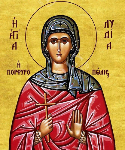 Saint Lydia icon, Handmade Greek Orthodox icon of St Lydia, Byzantine art wall hanging icon wood plaque, religious decor - TheHolyArt