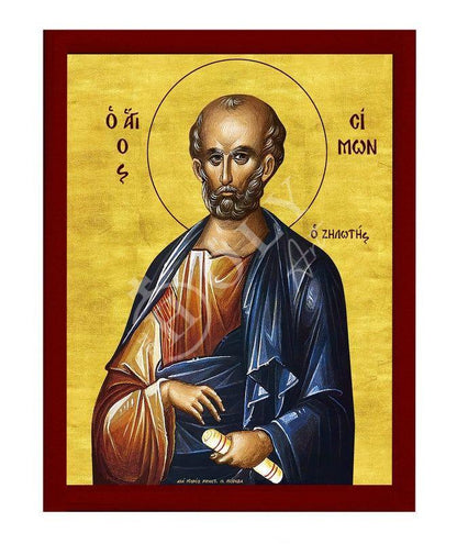 Saint Simon icon the Apostle, Handmade Greek Orthodox icon of St Simon, Byzantine art wall hanging wood plaque, religious gift - TheHolyArt