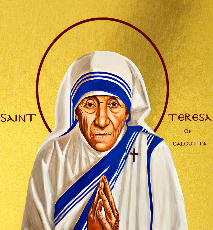 Saint Teresa icon, Handmade Greek Orthodox icon of St Teresa of Calcutta Catholic art, Mother Teresa wall hanging religious gift ideas TheHolyArt