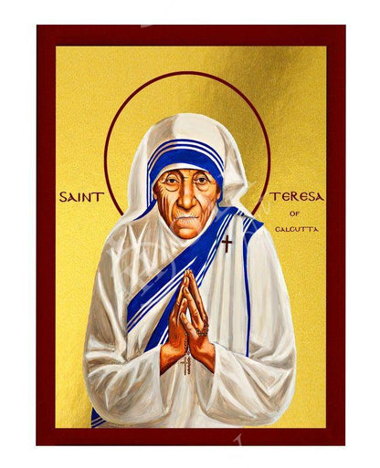 Saint Teresa icon, Handmade Greek Orthodox icon of St Teresa of Calcutta Catholic art, Mother Teresa wall hanging religious gift ideas - TheHolyArt