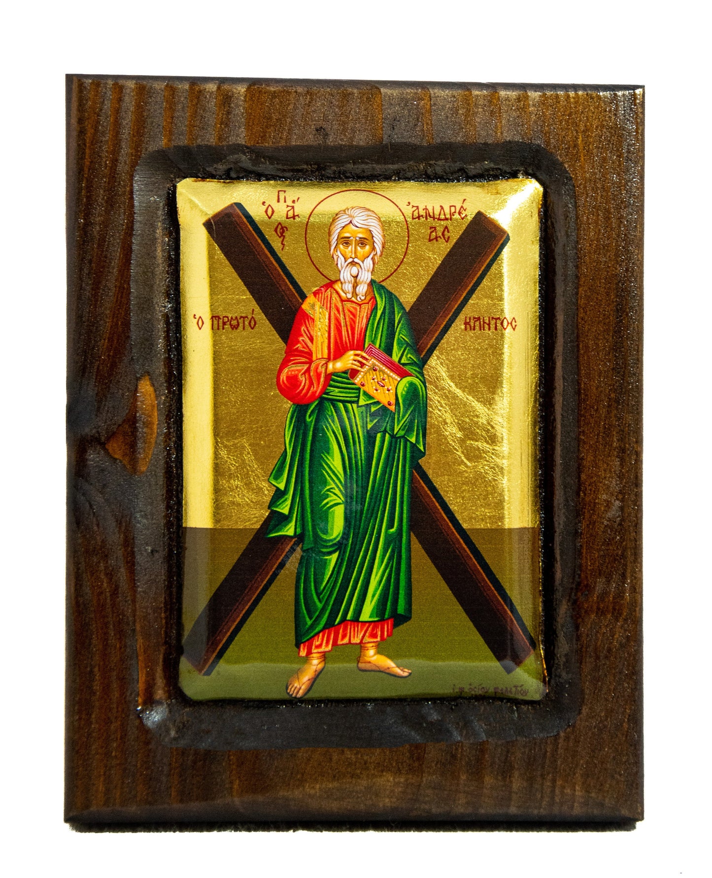 Saint Andrew icon the Apostle, Handmade Greek Orthodox icon of St Andrew, Byzantine art wall hanging wood plaque w/ gold leaf religious gift TheHolyArt