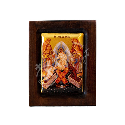 Resurrection Jesus Christ icon, Handmade Greek Orthodox icon w gold leaf, Byzantine art wall hanging of our Lord Anastasis, religious gift - TheHolyArt