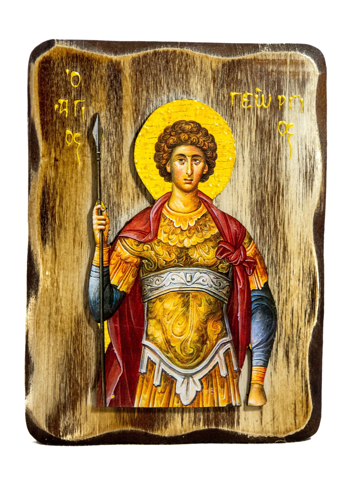 Saint George icon, Handmade Greek Orthodox icon of St George, Byzantine art wall hanging icon on wood plaque Agios Georgios, religious gift TheHolyArt