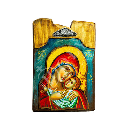 Virgin Mary icon Panagia Glykophilousa, Handmade Greek Orthodox icon of Theotokos Byzantine art wall hanging wood plaque icon religious gift - TheHolyArt